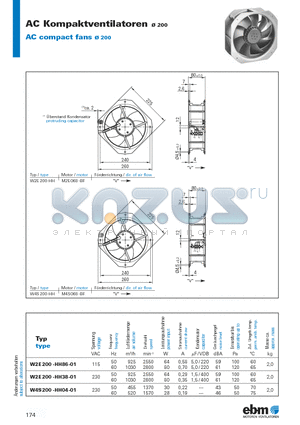 W2E200-HH38-01 datasheet - AC compact fans