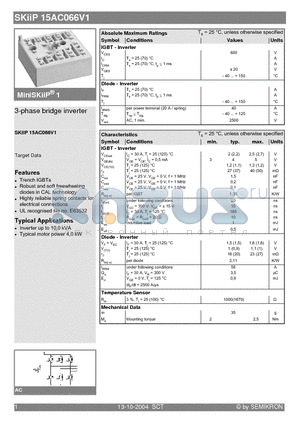 SKIIP15AC066V1 datasheet - 3-phase bridge inverter