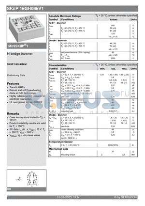 SKIIP16GH066V1 datasheet - H-bridge inverter