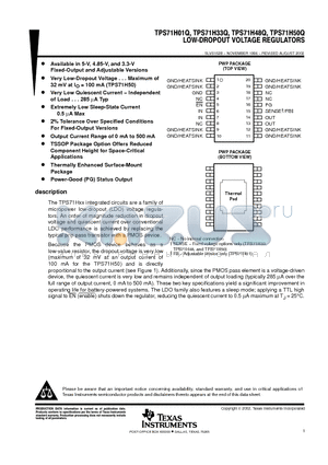 TPS71H01 datasheet - LOW-DROPOUT VOLTAGE REGULATORS