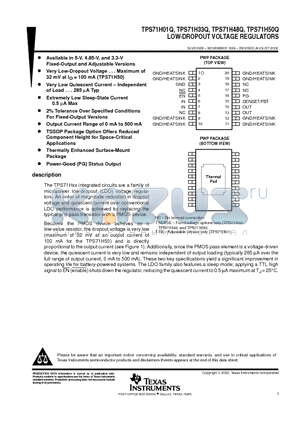 TPS71H01QPWPRG4 datasheet - LOW-DROPOUT VOLTAGE REGULATORS
