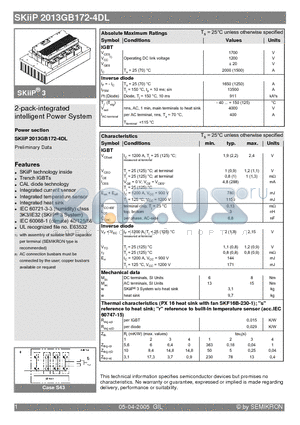 SKIIP2013GB172-4DL datasheet - 2-pack-integrated intelligent Power System