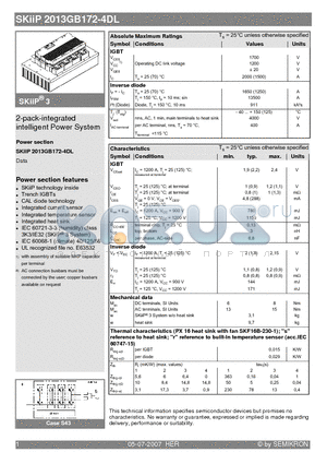 SKIIP2013GB172-4DL datasheet - 2-pack-integrated intelligent Power System