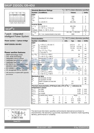 SKIIP232GDL120-4DU datasheet - 7-pack - integrated intelligent Power System