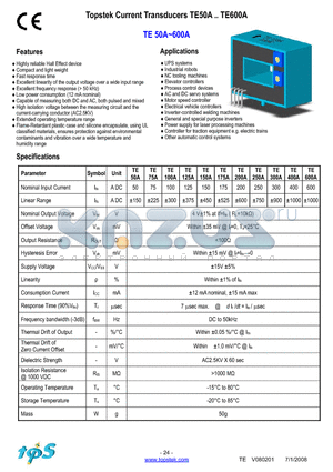 TE400A datasheet - Topstek Current Transducers