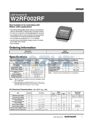 W2RF002RF datasheet - Most Suitable IC for Controlling LED Effects within Applications