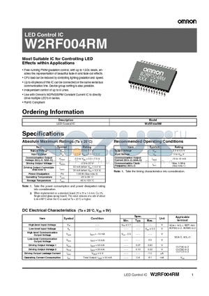 W2RF004RM datasheet - Most Suitable IC for Controlling LED Effects within Applications