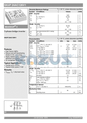 SKIIP24AC126V1 datasheet - 3-phase bridge inverter