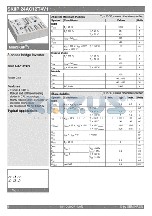 SKIIP24AC12T4V1 datasheet - 3-phase bridge inverter