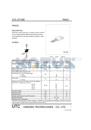 UT136E datasheet - TRIACS