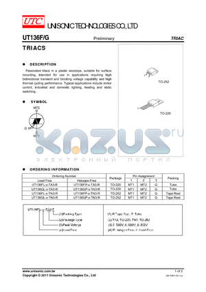 UT136F datasheet - TRIACS
