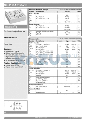 SKIIP25AC125V10 datasheet - 3-phase bridge inverter
