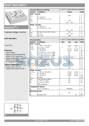 SKIIP26AC066V1 datasheet - 3-phase bridge Inverter