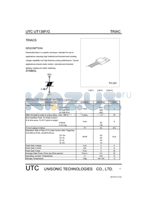 UT138F datasheet - TRIACS