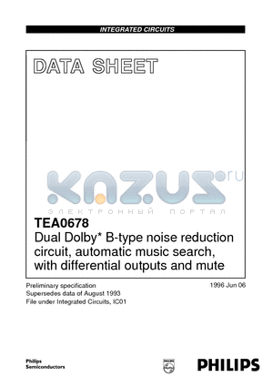TEA0678 datasheet - Dual Dolby* B-type noise reduction circuit, automatic music search, with differential outputs and mute