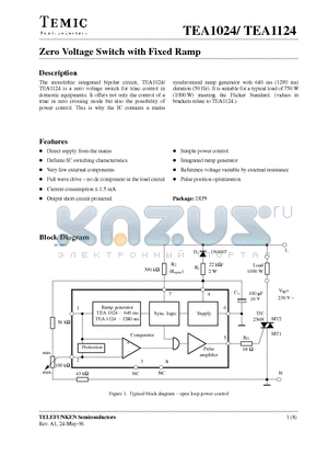 TEA1024 datasheet - Zero Voltage Switch with Fixed Ramp