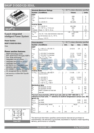 SKIIP313GD122-3DUL datasheet - 6-pack-integrated intelligent Power System