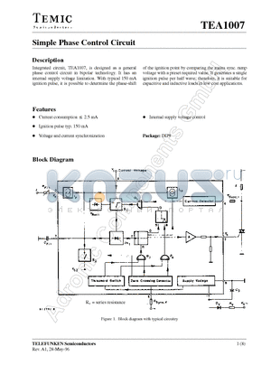 TEA1007 datasheet - Simple Phase Control Circuit