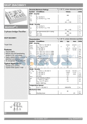 SKIIP28AC066V1 datasheet - 3-phase bridge Rectifier