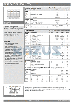 SKIIP342GDL120-411CTV datasheet - 7-pack - integrated intelligent Power System