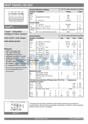 SKIIP342GDL120-4DU datasheet - 7-pack - integrated intelligent Power System