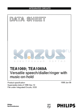 TEA1069A datasheet - Versatile speech/dialler/ringer with music-on-hold