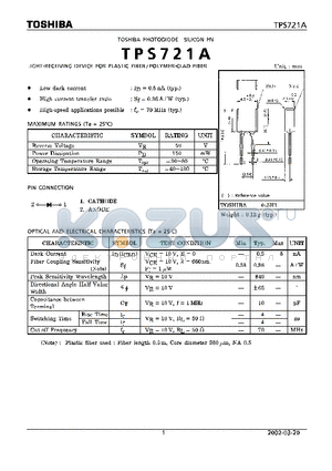 TPS721A datasheet - LIGHT-RECEIVING DEVICE FOR PLASTIC FIBER/ POLYMER-CLAD FIBER