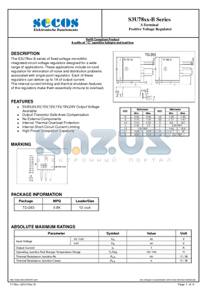 S3U7815-B datasheet - Positive Voltage Regulator