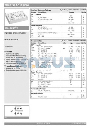 SKIIP37AC125V10 datasheet - 3-phase bridge inverter