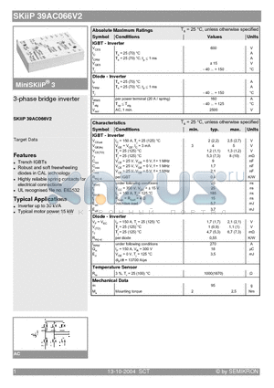 SKIIP39AC066V2 datasheet - 3-phase bridge inverter