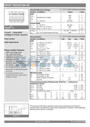 SKIIP432GH120-4D datasheet - 4-pack - integrated intelligent Power System