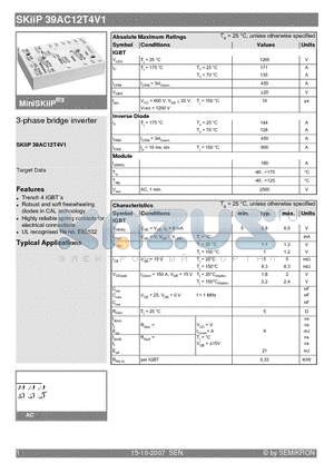 SKIIP39AC12T4V1 datasheet - 3-phase bridge inverter