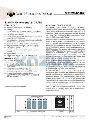 W332M64V-XBX datasheet - 32Mx64 Synchronous DRAM