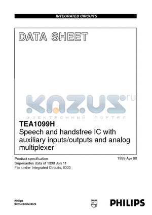 TEA1099 datasheet - Speech and handsfree IC with auxiliary inputs/outputs and analog multiplexer