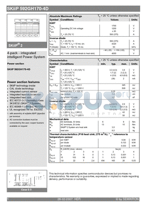 SKIIP592GH170-4D datasheet - 4-pack - integrated intelligent Power System