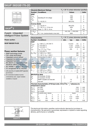 SKIIP592GB170-2D datasheet - 2-pack - integrated intelligent Power System