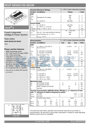 SKIIP603GD122-3DUW datasheet - 6-pack-integrated intelligent Power System