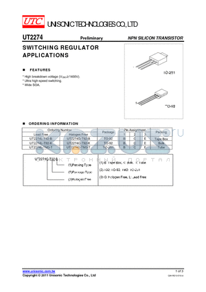 UT2274L-T92-B datasheet - SWITCHING REGULATOR APPLICATIONS