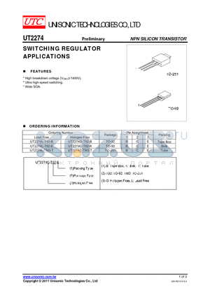 UT2274G-T92-K datasheet - SWITCHING REGULATOR APPLICATIONS