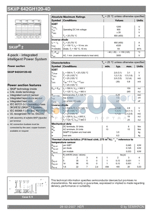 SKIIP642GH120-4D datasheet - 4-pack - integrated intelligent Power System