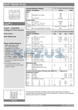 SKIIP792GB170-3D datasheet - 2-pack - integrated intelligent Power System