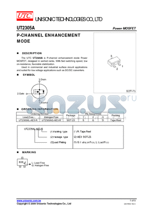 UT2305AG-AE3-R datasheet - P-CHANNEL ENHANCEMENT MODE