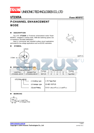 UT2305AL-AE3-R datasheet - P-CHANNEL ENHANCEMENT MODE