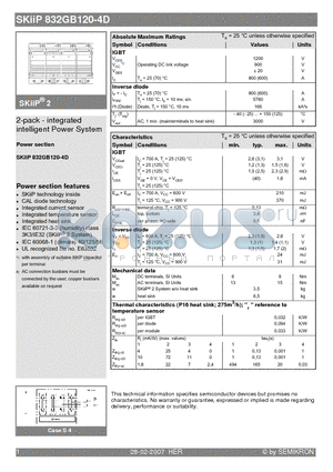 SKIIP832GB120-4D datasheet - 2-pack - integrated intelligent Power System