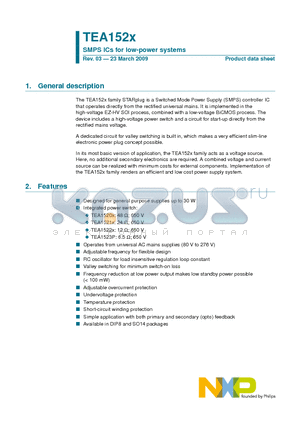 TEA1520P datasheet - SMPS ICs for low-power systems