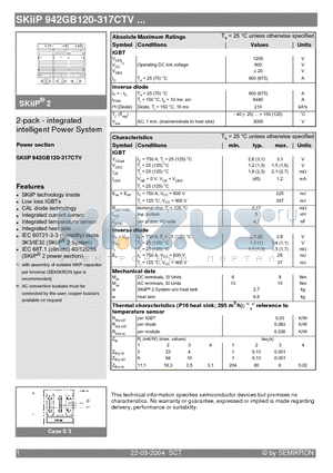 SKIIP942GB120-317CTV datasheet - 2-pack - integrated intelligent Power System