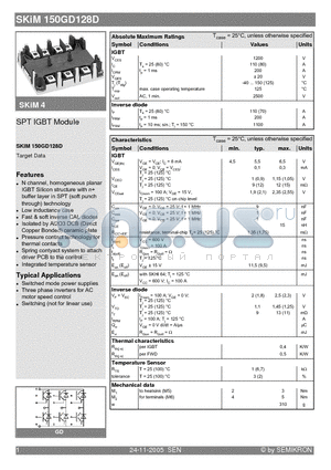 SKIM150GD128D datasheet - SPT IGBT Module