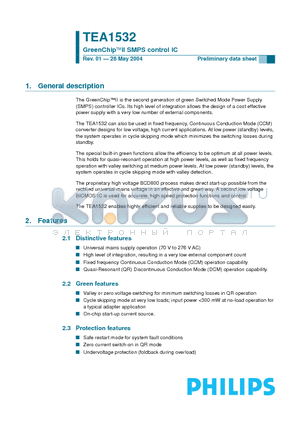 TEA1532P datasheet - GreenChip SMPS control IC