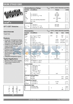 SKIM270GD128D datasheet - SPT IGBT Modules