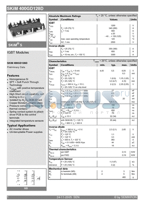 SKIM400GD128D datasheet - IGBT Modules